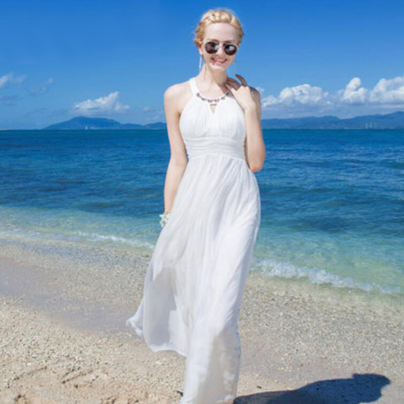 Women 100 Silk dress Beach dress 100% Natural Silk Solid White dress Holiday summer dresses